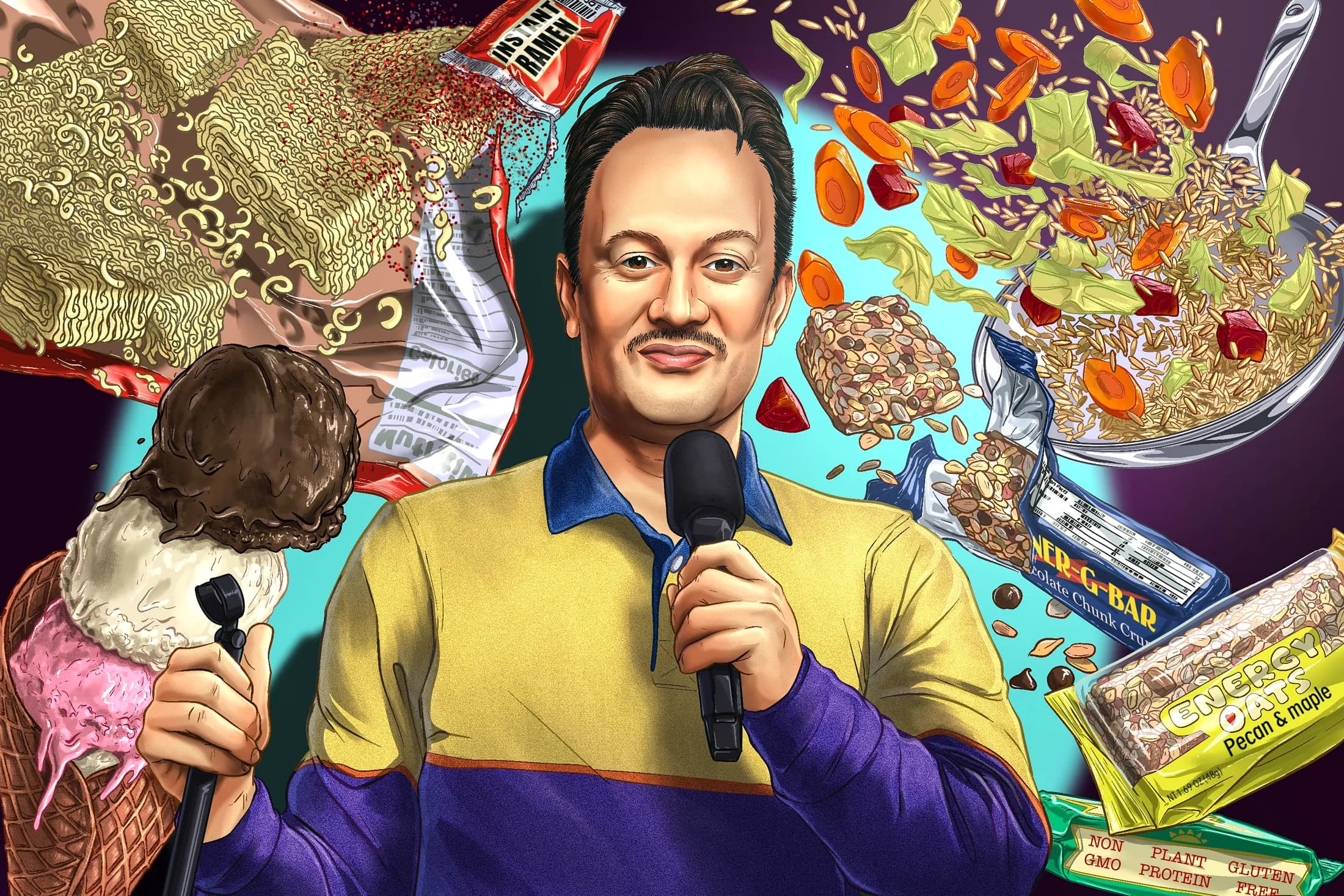 Adam Mazur Illustrates a Portrait with a Punchline for The Grub Street Diet